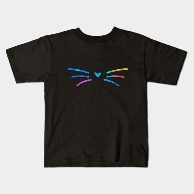 cat colorful mustache Kids T-Shirt by teehood